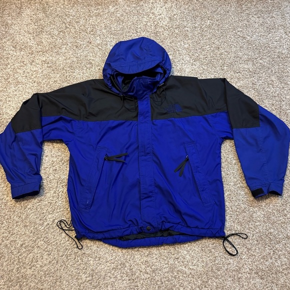 The North Face Jacket Mens Large Blue Black Hooded Full Zip Long Sleeve - Picture 1 of 13
